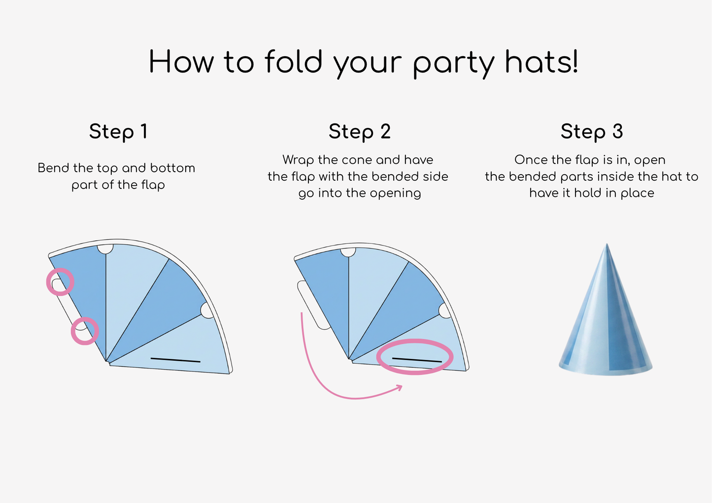Pastel Blue Mini DIY Party Hat (x8)