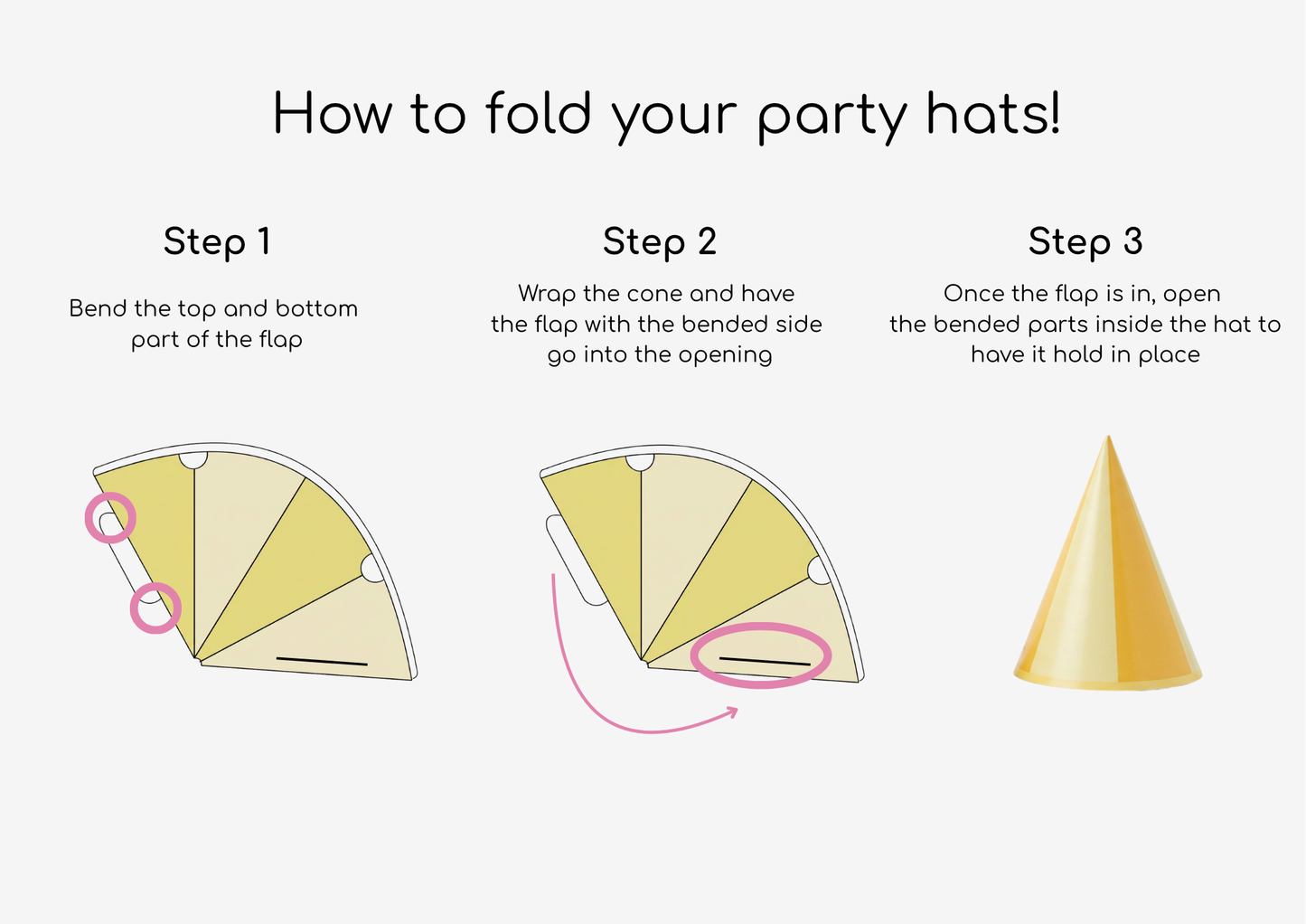 Pastel Yellow Mini DIY Party Hat (x8)