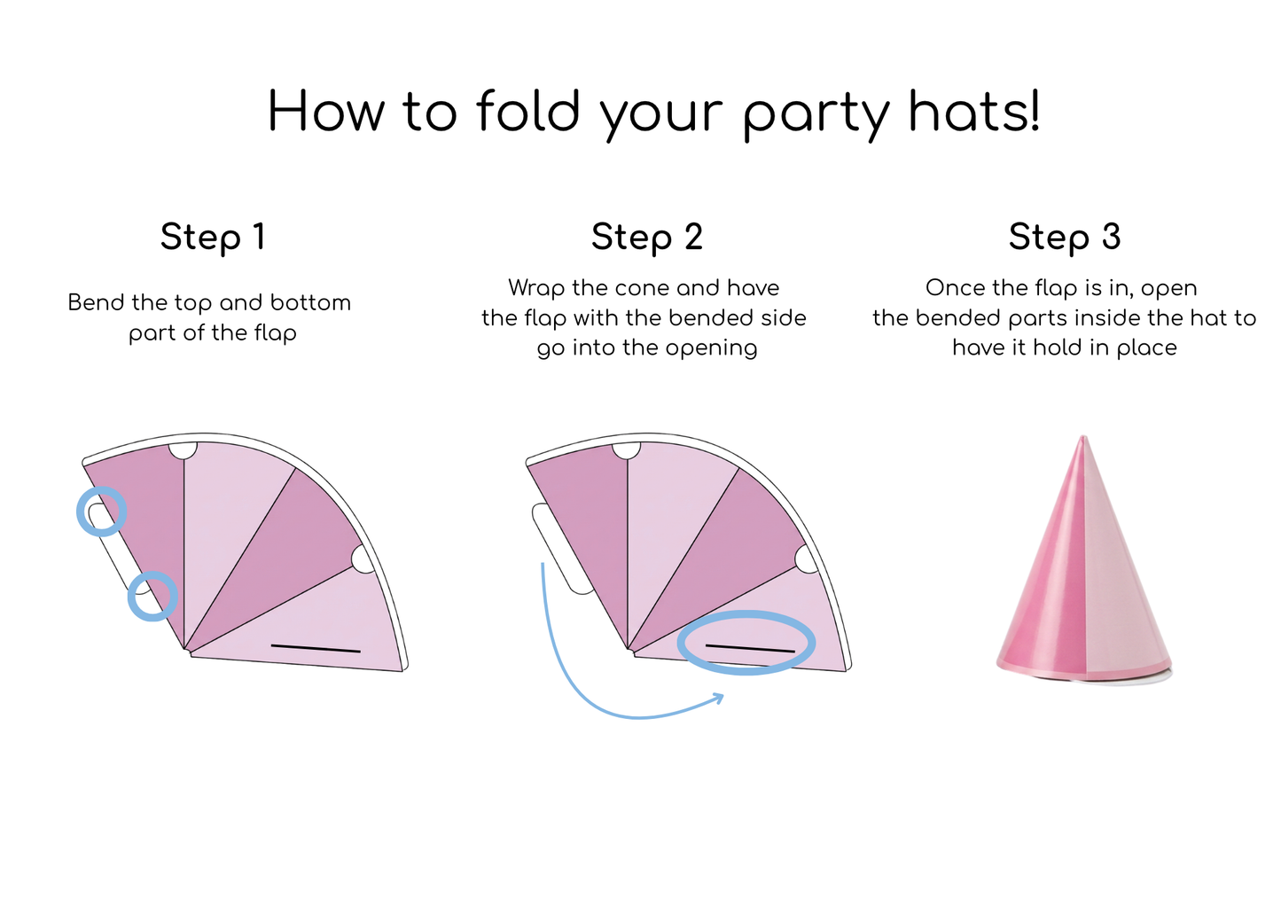 Pastel Pink Mini DIY Party Hat (x8)
